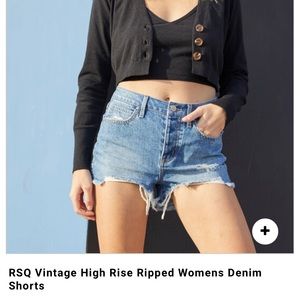 RSQ Vintage High Rise Ripped Womens Denim Shorts